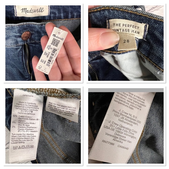 NWT Madewell The Perfect Vintage Jean in Arland Wash: Instacozy Edition‎ size 28 - Picture 9 of 9